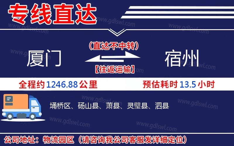 廈門(mén)到宿州物流公司