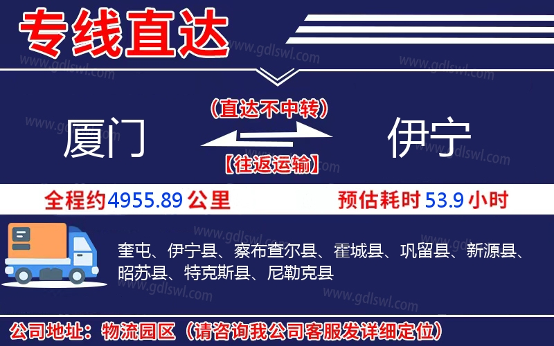 廈門(mén)到伊寧物流公司