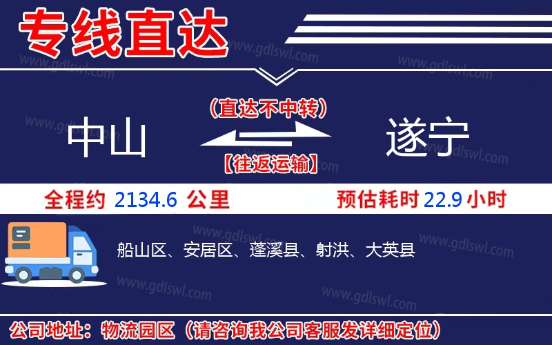 中山到遂寧物流公司